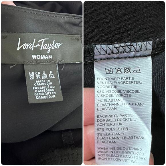 Lord & Taylor Woman New Black Mixed Media Pullover Back Neck Tie Blouse Size 2X - Picture 7 of 8